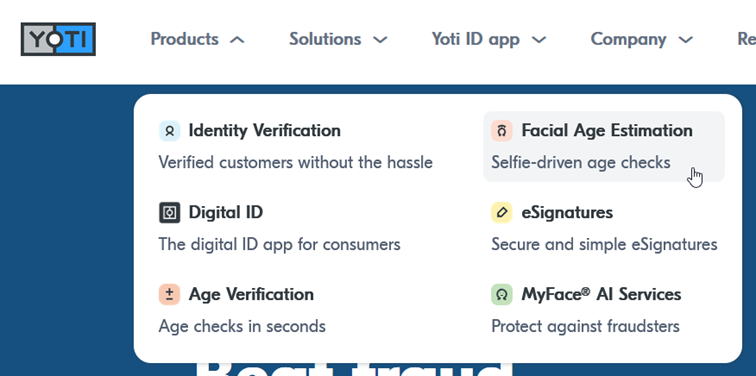 Überblick zu Yoti Lösungen (Screenshot Yoti.com)
