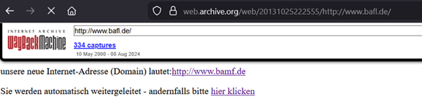 Weiterleitung von bafl.de auf bamf.de